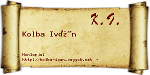 Kolba Iván névjegykártya