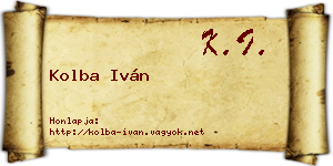 Kolba Iván névjegykártya